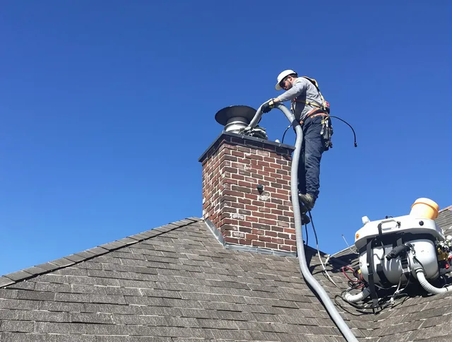 Dedicated Wallingford Chimney Sweep team member cleaning a chimney in Wallingford, CT