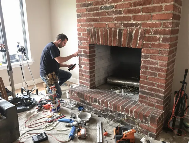 Wallingford Chimney Sweep specialist finalizing chimney liner service in Wallingford, CT