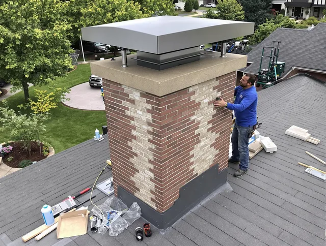 Wallingford Chimney Sweep team working on a custom chimney remodel in Wallingford, CT