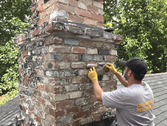 In-progress chimney restoration by Wallingford Chimney Sweep in Wallingford, CT