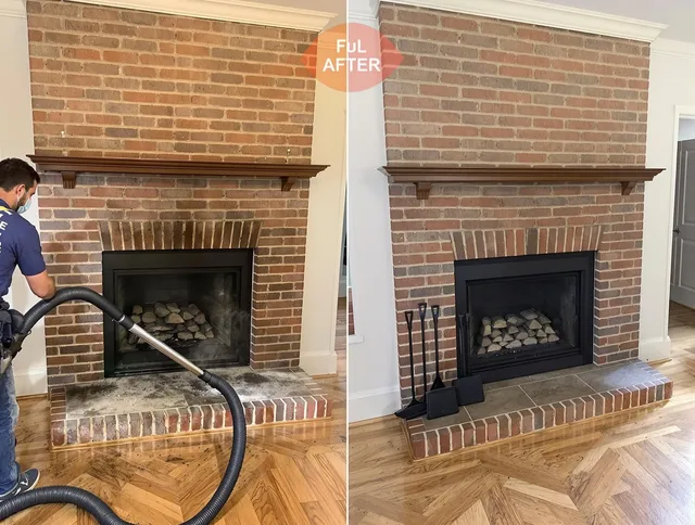 Wallingford Chimney Sweep carefully sanitizing a fireplace in Wallingford, CT