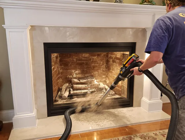 Fireplace cleaning performed by Wallingford Chimney Sweep in Wallingford, CT